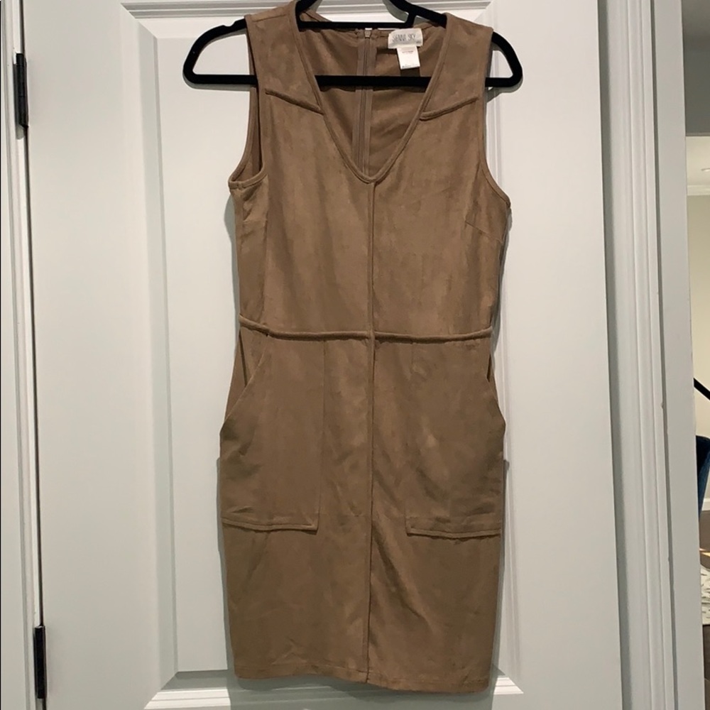 Tan suede dress with pockets LIKE NEW